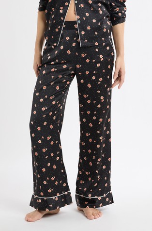 Medra satenski donji dio pidžame s uzorkom