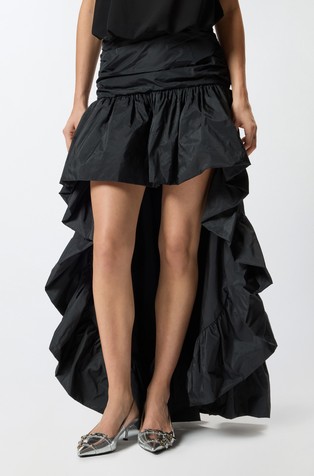 Asimetrična suknja od tafta s volanom