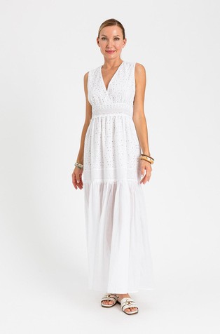 Long V-neck sleeveless dress