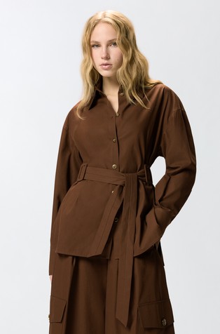 Cotton overshirt with belt