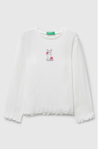 Ribbed T-shirt with embroidery