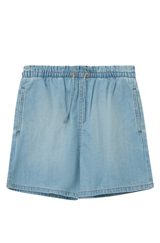 Loose fit denim kratke hlače s visokim nabranim obrubom oko struka