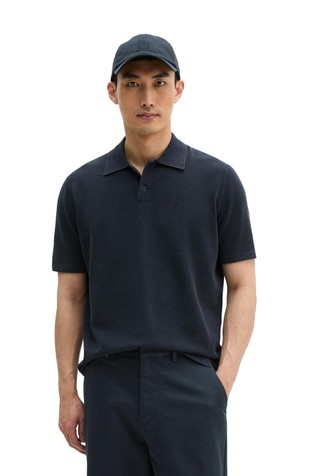 Short-sleeved knitted polo shirt in organic cotton