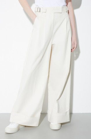 Wide-leg brushed-cotton trousers