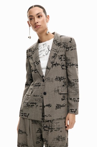 Sako s kariranim uzorkom i natpisima