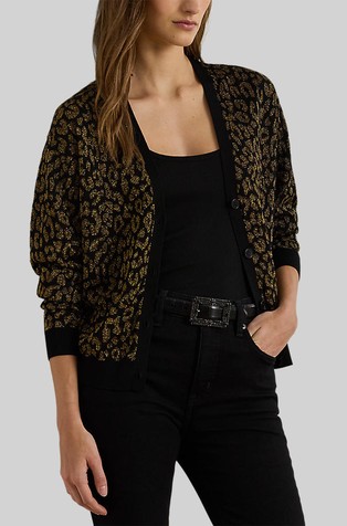 Kardigan s metalno svjetlucavim životinjskim uzorkom