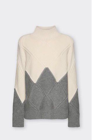 Wool Jumper in Bicolour Argyle Intarsia