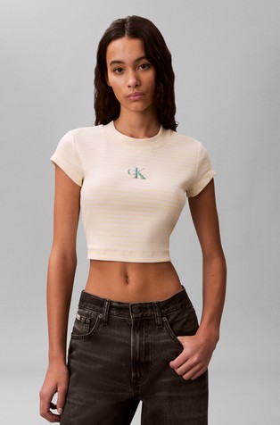 Cropped rebrasta majica s prugastim uzorkom