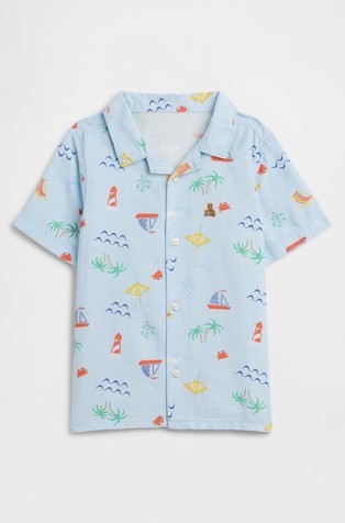 babyGap Brannan Bear Linen-Blend Vacay Shirt