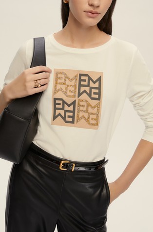 Long-sleeved cotton tee with logo