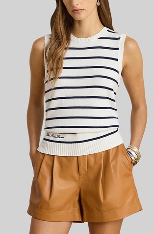 Pleten pamučni prsluk s prugastim uzorkom