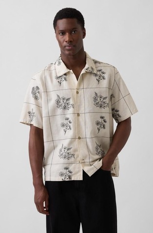 Linen-Cotton Relaxed Straight-Hem Shirt
