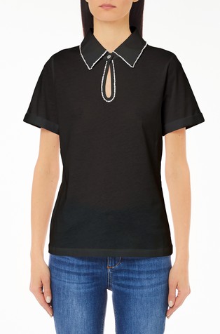 Pamučna majica kratkih rukava s ovratnikom košulje