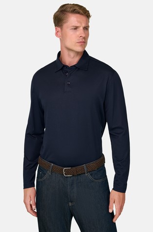 Jersey polo majica dugih rukava od pamuka i svile