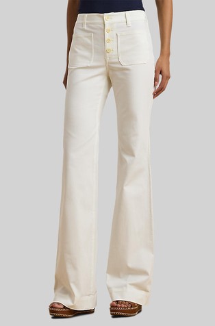 Hlače od rastezljivog pamučnog platna sa širokim nogavicama