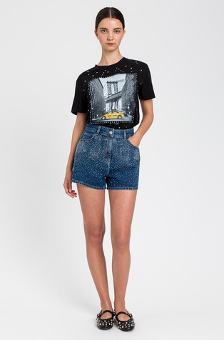 Majica s otiskom i ukrasnim kamenčićima