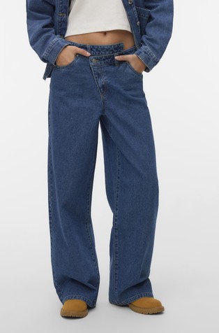 VMRAE široke jeans hlače s visokim strukom