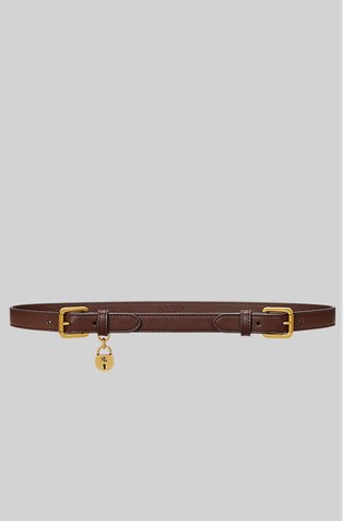 Leather Double-buckle Skinny Belt
