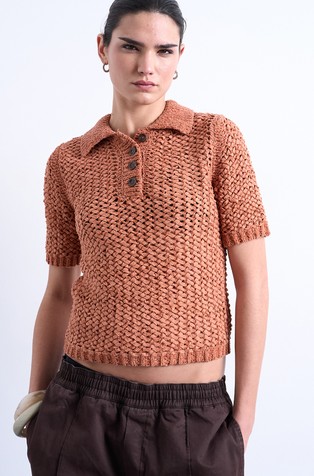 TSALICE pletena polo majica kratkih rukava