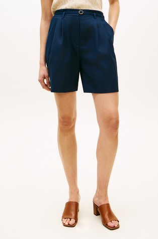 Široke kratke hlače od mješavine lana