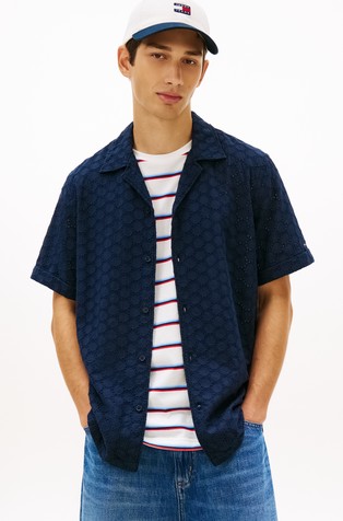 Embroidered Cotton Short-sleeved Shirt