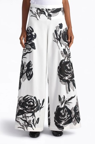 Wide fit stretch cotton poplin trousers