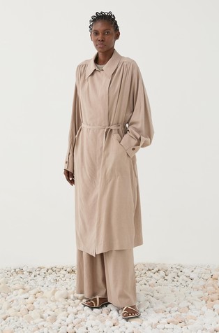 Relaxed fit dugi kaput s napuhanim rukavima