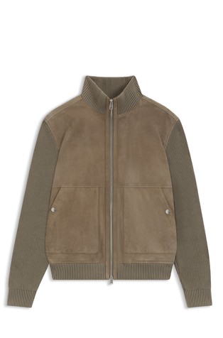 Jakna od brušene kože s pletenim rukavima