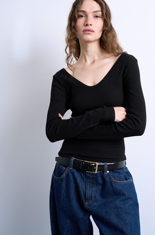 TSWENDY long-sleeved V-neck top