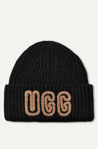 Chunky Rib Beanie with Logo Embroidery
