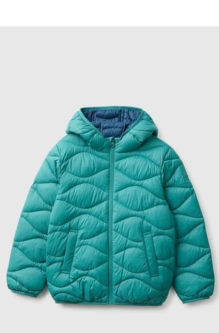 Padded jacket with hood and contrast lining