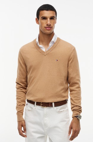 Cotton Cashmere V-Neck Jumper
