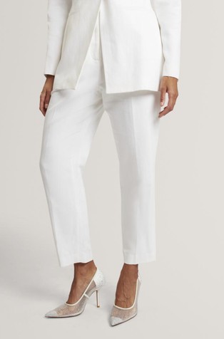 Hlače od mješavine pamuka i lana s visokim strukom