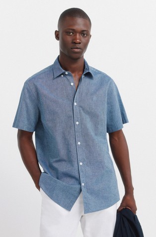 Cotton and linen short sleeve shirt