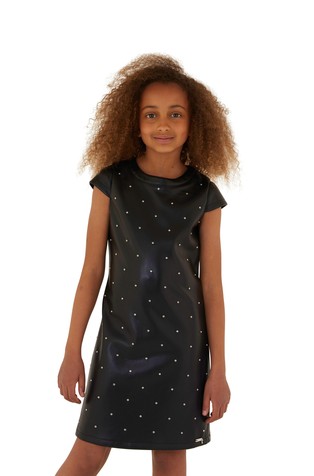 Haljina od umjetne kože s ukrasnim kamenčićima