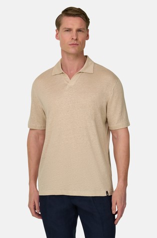 Polo majica kratkih rukava od rastezljivog lanenog jerseya