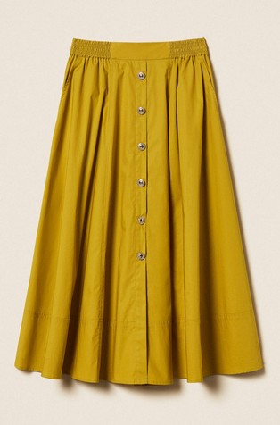Midi poplin skirt with buttons