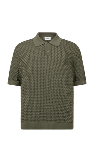 Relaxed fit pletena polo majica od mješavine pamuka i viskoze