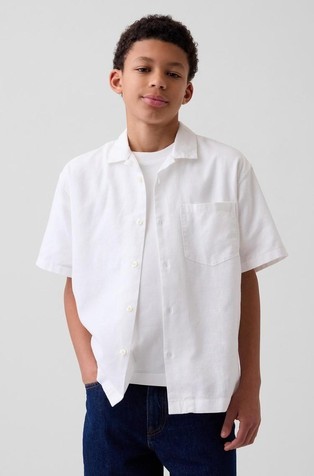 Kids Linen-Cotton Relaxed Vacay Shirt