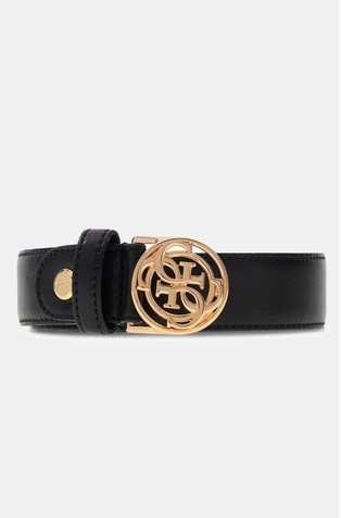 Faux-leather belt with logo buckle