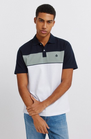 Colour block piqué slim fit polo shirt