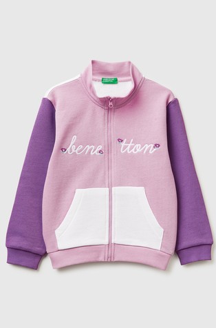 Zip-up cotton sweatshirt with logo