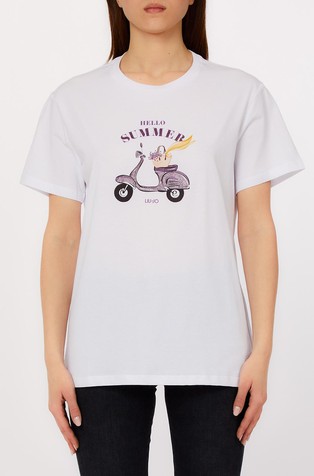 T-shirt with print and rhinestones