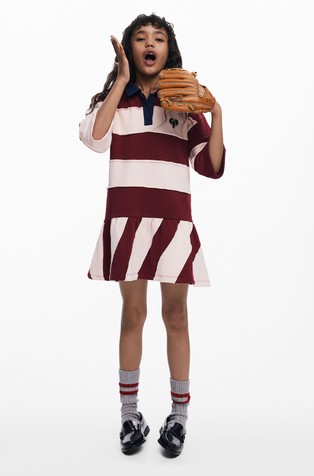 Prugasta haljina s polo ovratnikom