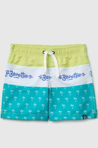 Color block swim boxer shorts with prints