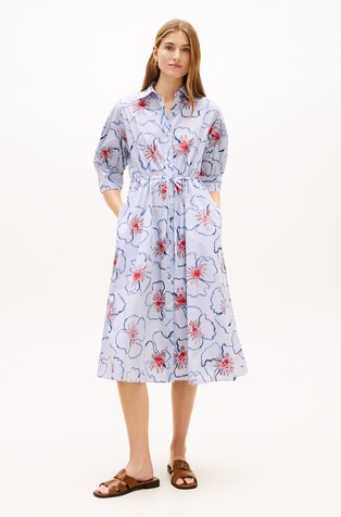 Patterned Midi Shirt Dress