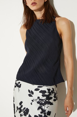 Crinkled envers-satin top