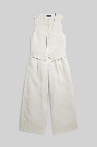 2-piece Linen Vest & Wide-leg Pant