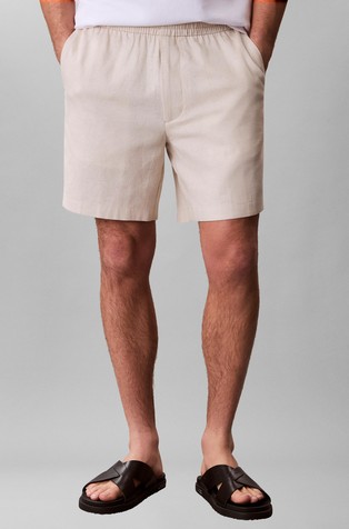 Linen Blend Drawstring Shorts