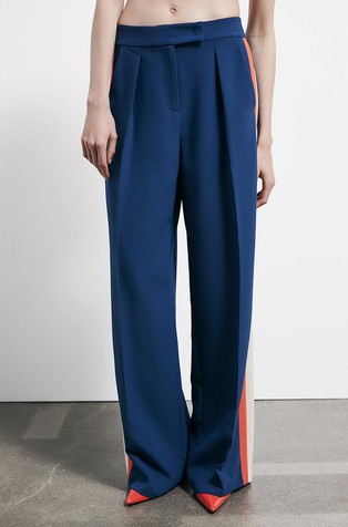 Wide pants with bands in contrasting color